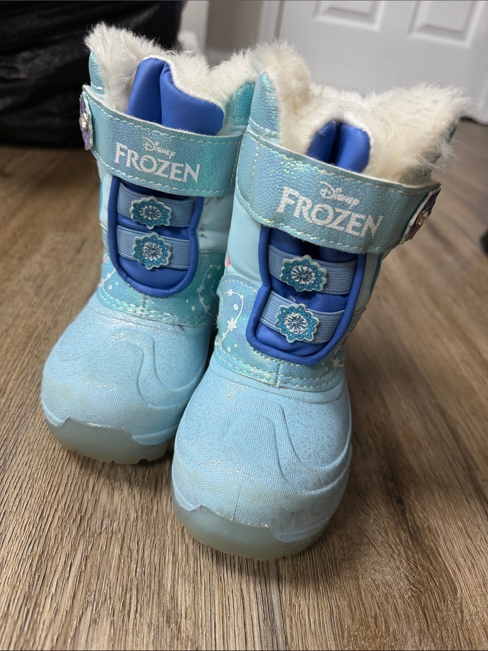 Disney Frozen Light Blue Kids Snow Boots with Faux-Fur Lining